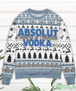 Absolut Vodka Country Of Sweden Vodka Pine Tree & Snowflake Ugly Christmas Sweater Product Photo 3