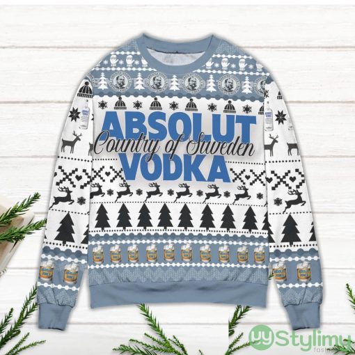 Absolut Vodka Country Of Sweden Vodka Pine Tree & Snowflake Ugly Christmas Sweater