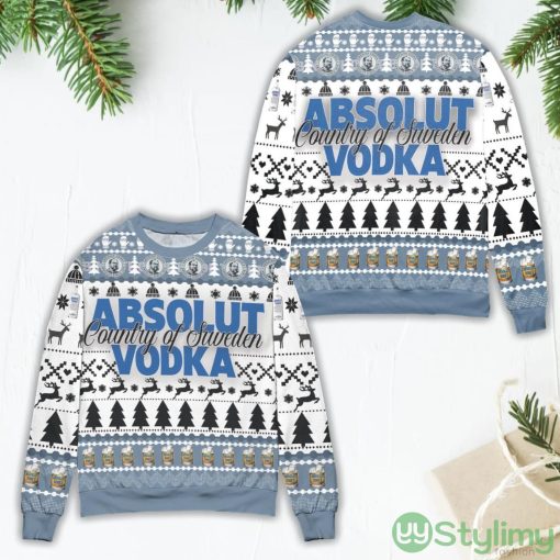 Absolut Vodka Country Of Sweden Vodka Pine Tree & Snowflake Ugly Christmas Sweater