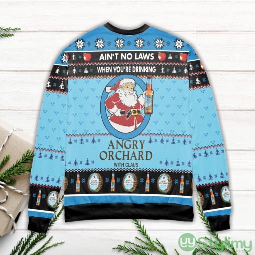 Ain't No Laws When You're Drinking Angry Orchard With Claus Ugly Christmas Sweater Product Photo 3