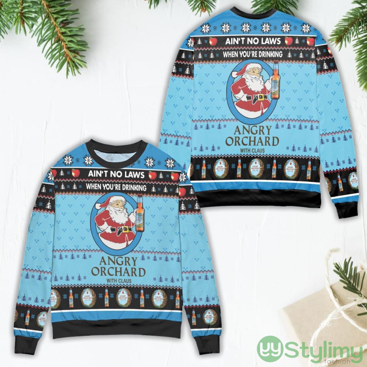 Ain't No Laws When You're Drinking Angry Orchard With Claus Ugly Christmas Sweater 5 aint no laws when youre drinking angry orchard with claus ugly christmas sweater