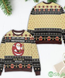 Ain't No Laws When You're Drinking Bacardi With Claus Ugly Christmas Sweater Product Photo 1