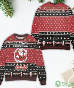 Ain't No Laws When You're Drinking Budweiser With Claus Ugly Christmas Sweater Product Photo 1