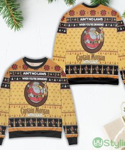 Ain't No Laws When You're Drinking Captain Morgan With Claus Ugly Christmas Sweater Product Photo 1