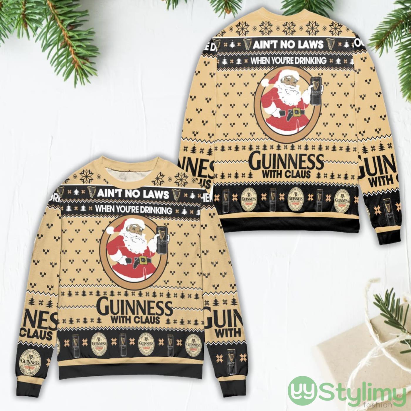 Ain't No Laws When You're Drinking Guinness With Claus Ugly Christmas Sweater 4 aint no laws when youre drinking guinness with claus ugly christmas sweater