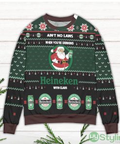 Ain't No Laws When You're Drinking Heineken With Claus Ugly Christmas Sweater Product Photo 2