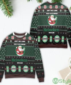 Ain't No Laws When You're Drinking Heineken With Claus Ugly Christmas Sweater Product Photo 1