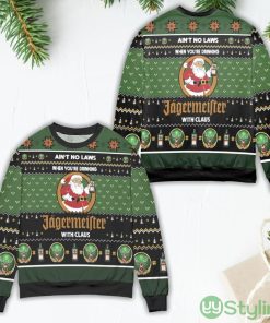Ain't No Laws When You're Drinking Jagermeister With Claus Ugly Christmas Sweater Product Photo 1