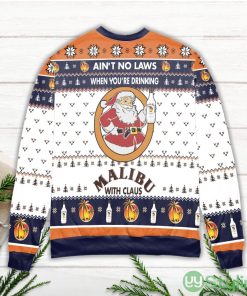 Ain't No Laws When You're Drinking Malibu With Claus Ugly Christmas Sweater Product Photo 3