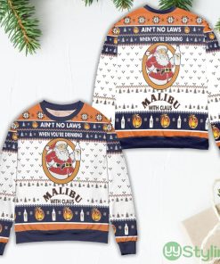Ain't No Laws When You're Drinking Malibu With Claus Ugly Christmas Sweater Product Photo 1