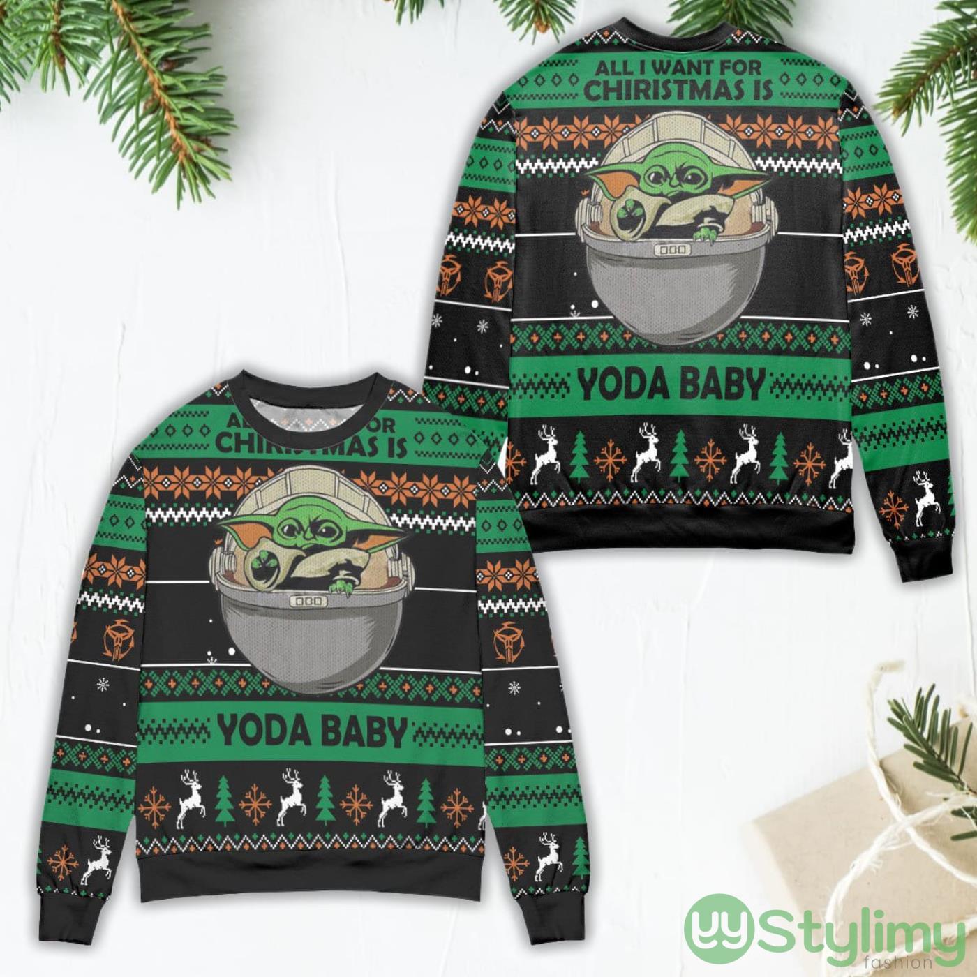 All I Want For Christmas Is Yoda Baby Ugly Christmas Sweater 4 All I Want For Christmas Is Yoda Baby Ugly Christmas Sweater Product Photo 1