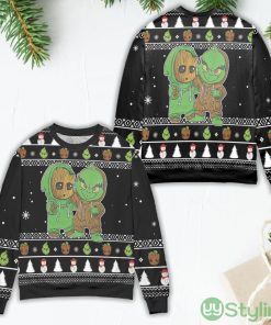 Baby Groot And Grinch Snowman Pattern Claus Ugly Christmas Sweater Product Photo 1