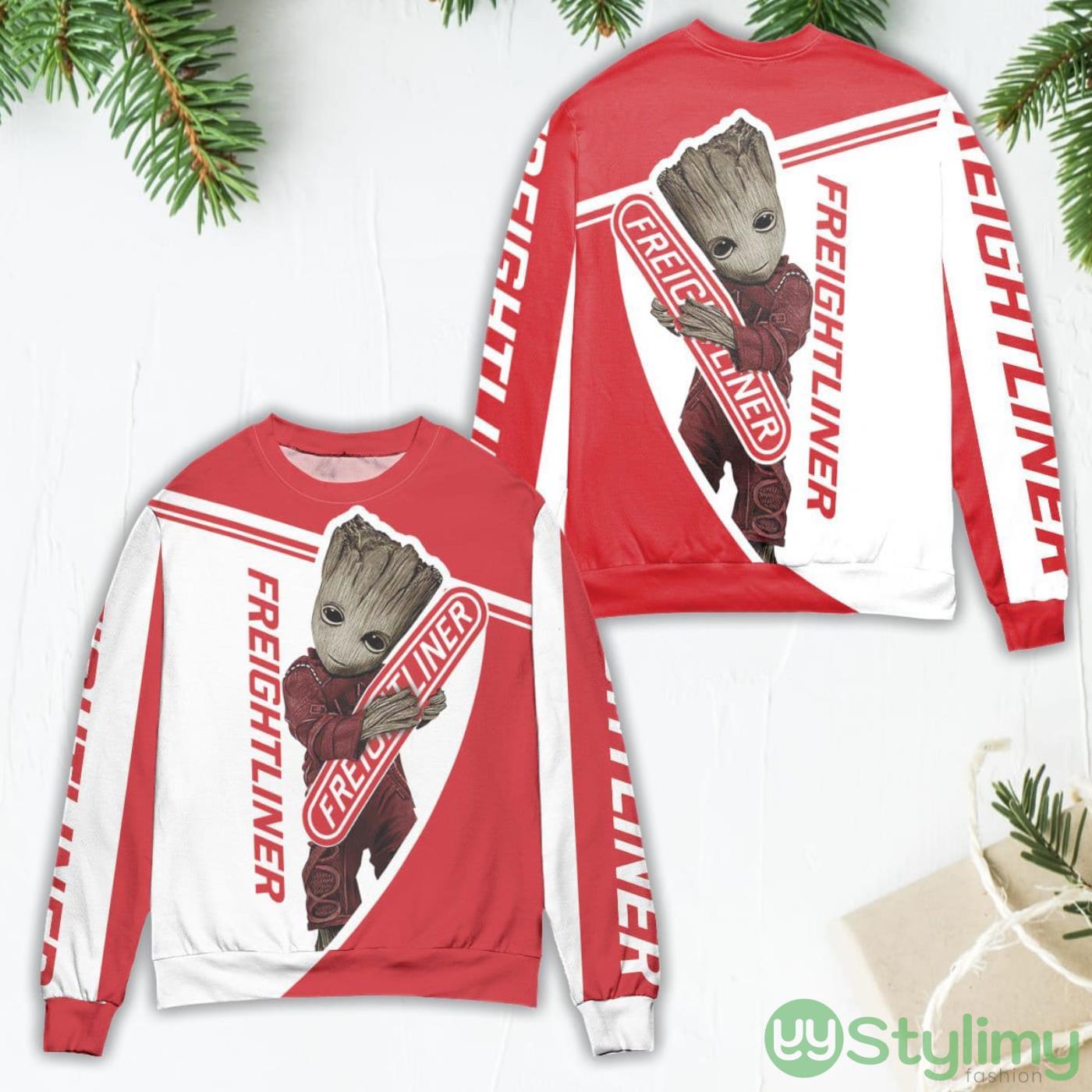 Baby Groot & Freightliner Ugly Christmas Sweater White 5 Baby Groot & Freightliner Ugly Christmas Sweater White Product Photo 1