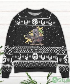 Baby Yoda Boba Fett Fire A Gun Star Wars Ugly Christmas Sweater Product Photo 2
