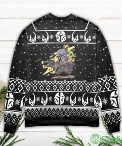 Baby Yoda Boba Fett Fire A Gun Star Wars Ugly Christmas Sweater Product Photo 3