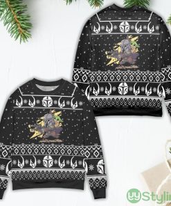 Baby Yoda Boba Fett Fire A Gun Star Wars Ugly Christmas Sweater Product Photo 1