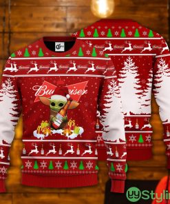 Baby Yoda Hug Budweiser Ugly Christmas Sweater Product Photo 1