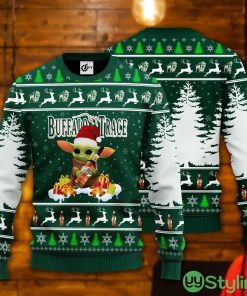 Baby Yoda Hug Buffalo Trace Ugly Christmas Sweater Product Photo 1