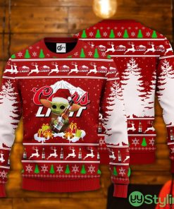 Baby Yoda Hug Coors Light Ugly Christmas Sweater Product Photo 1