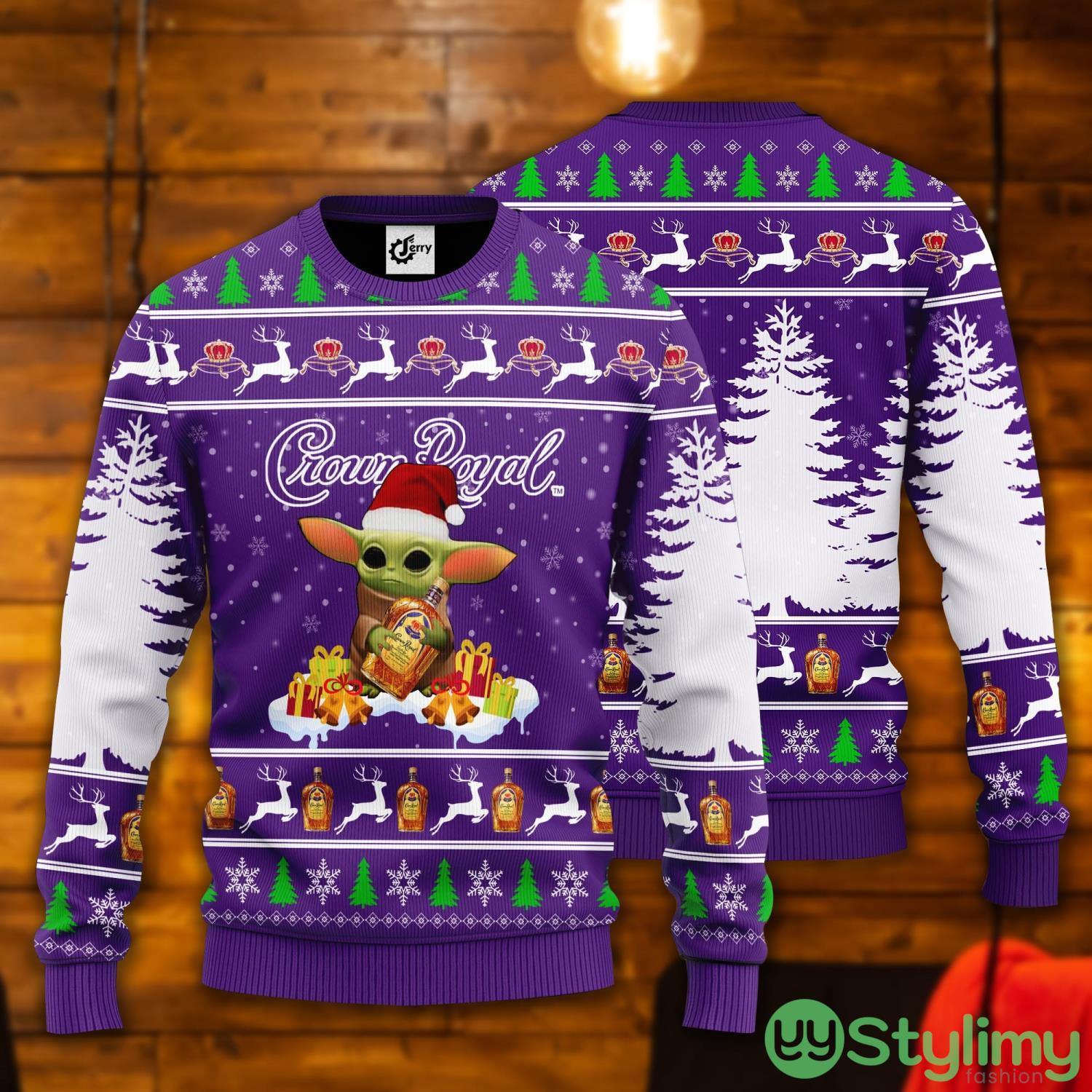 Baby Yoda Hug Crown Royal Ugly Christmas Sweater 2 Baby Yoda Hug Crown Royal Ugly Christmas Sweater Product Photo 1