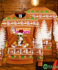 Baby Yoda Hug Dunkin’ Donuts Ugly Christmas Sweater Product Photo 1