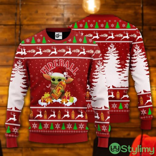 Baby Yoda Hug Fireball Ugly Christmas Sweater Product Photo 1