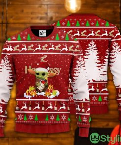 Baby Yoda Hug Hennessy Christmas Gift Ugly Christmas Sweater Product Photo 1