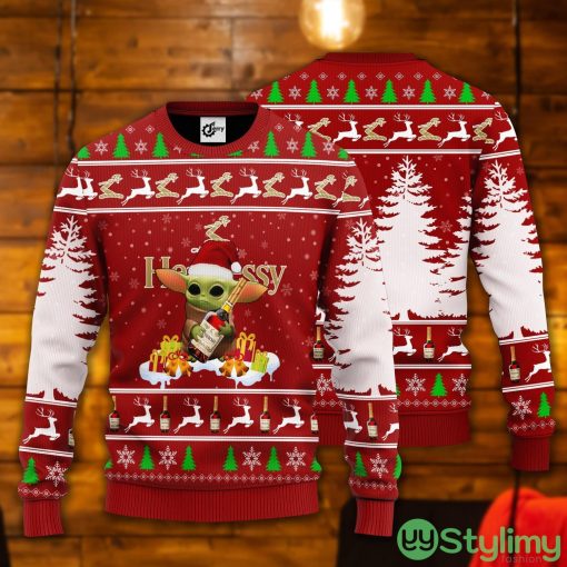 Baby Yoda Hug Hennessy Christmas Gift Ugly Christmas Sweater Product Photo 1