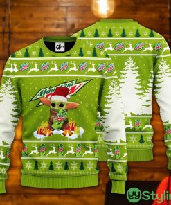Baby Yoda Hug Mountain Dew Ugly Christmas Sweater Product Photo 1