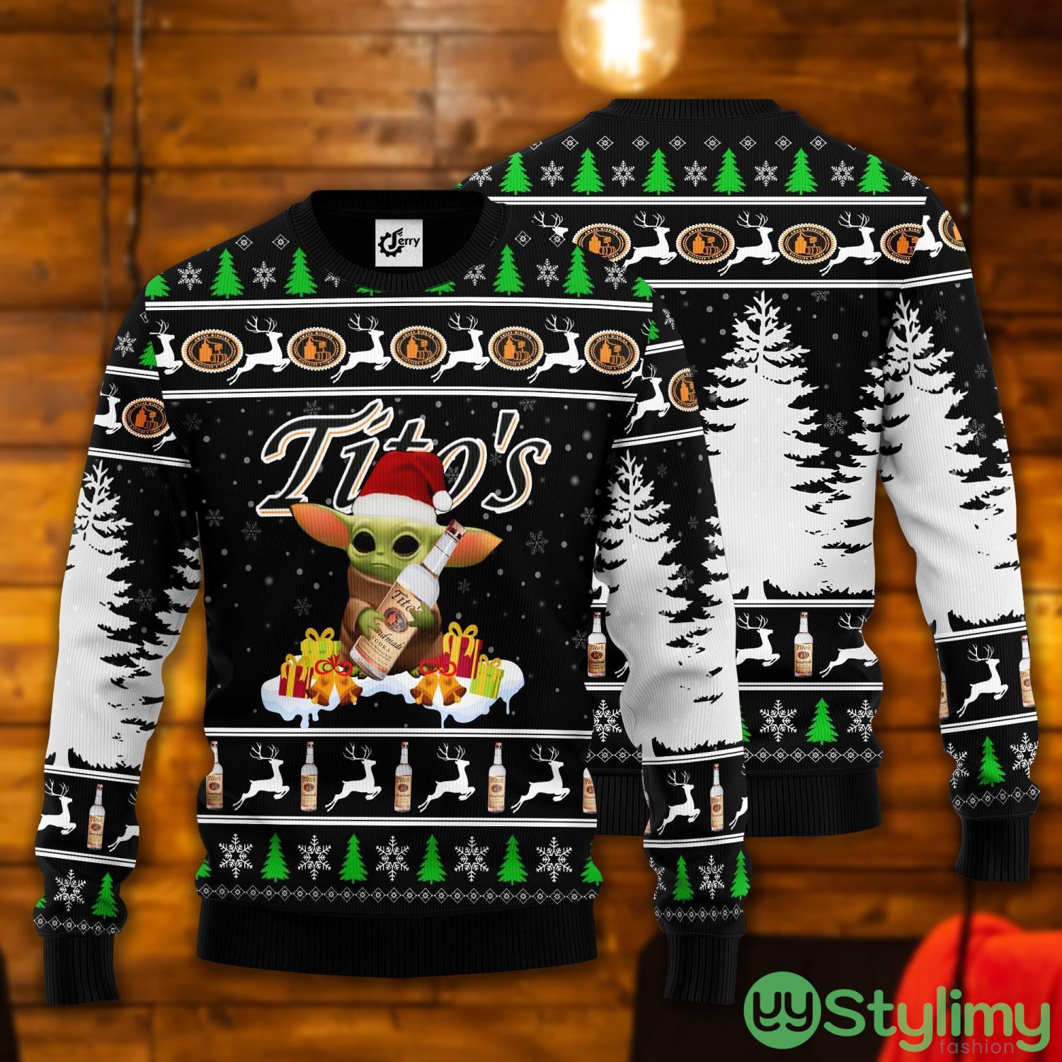 Baby Yoda Hug Tito's Ugly Christmas Sweater 3 baby yoda hug titos ugly christmas sweater