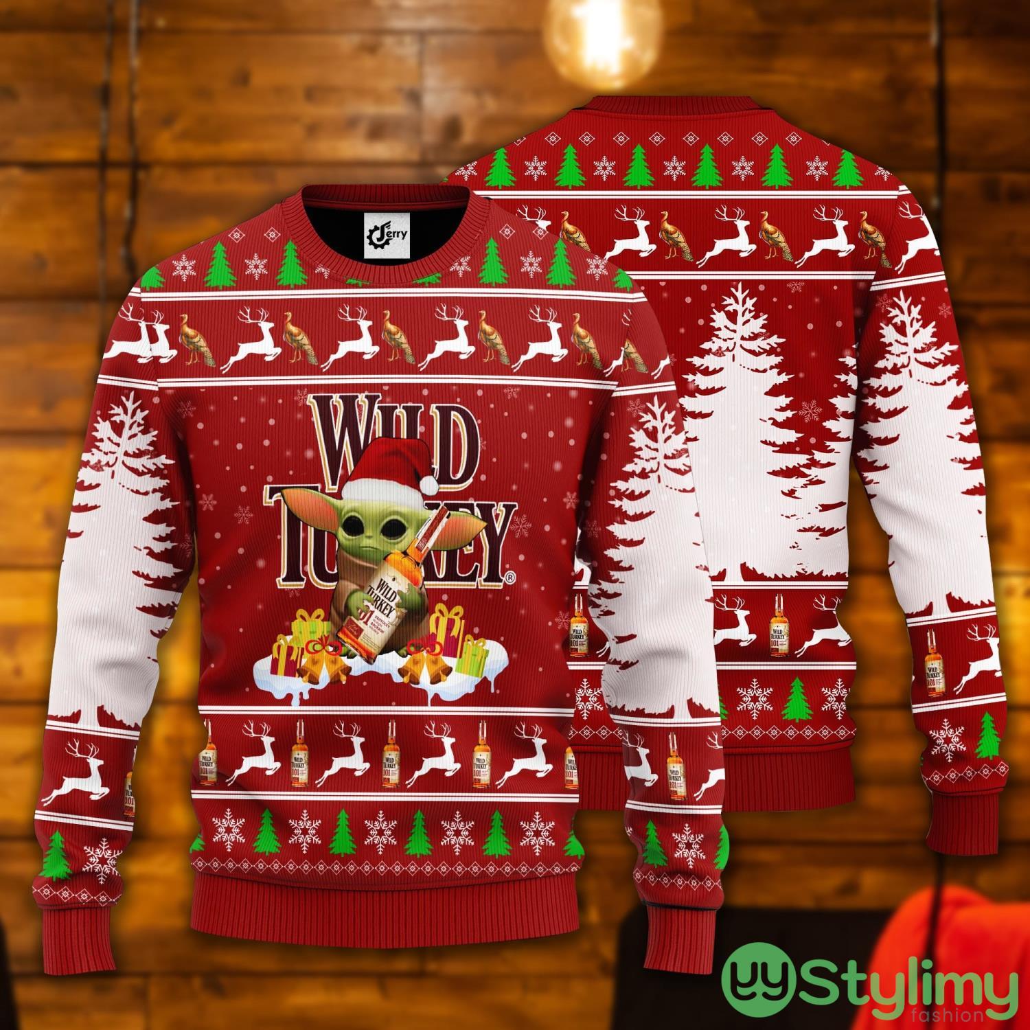 Baby Yoda Hug Wild Turkey Ugly Christmas Sweater 3 Baby Yoda Hug Wild Turkey Ugly Christmas Sweater Product Photo 1