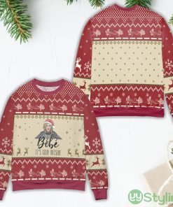 Bebe It's Cold Outside Schitt's Creek Reindeer & Snowflake Pattern Ugly Christmas Sweater Product Photo 1