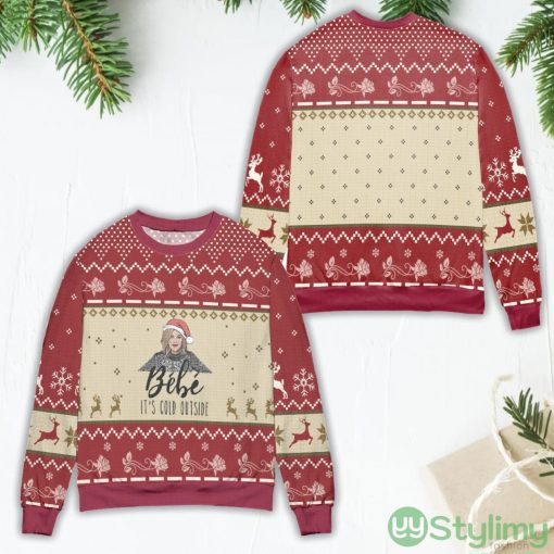 Bebe It’s Cold Outside Schitt’s Creek Reindeer & Snowflake Pattern Ugly Christmas Sweater