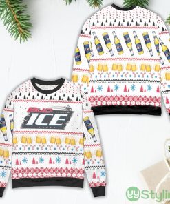 Bud Ice Snowflake And Pine Tree Pattern Ugly Christmas Sweater Product Photo 1