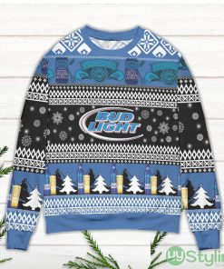 Bud Light Snowflakes Pattern Ugly Christmas Sweater Product Photo 2