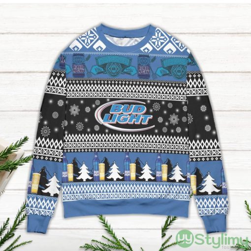 Bud Light Snowflakes Pattern Ugly Christmas Sweater