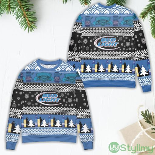 Bud Light Snowflakes Pattern Ugly Christmas Sweater