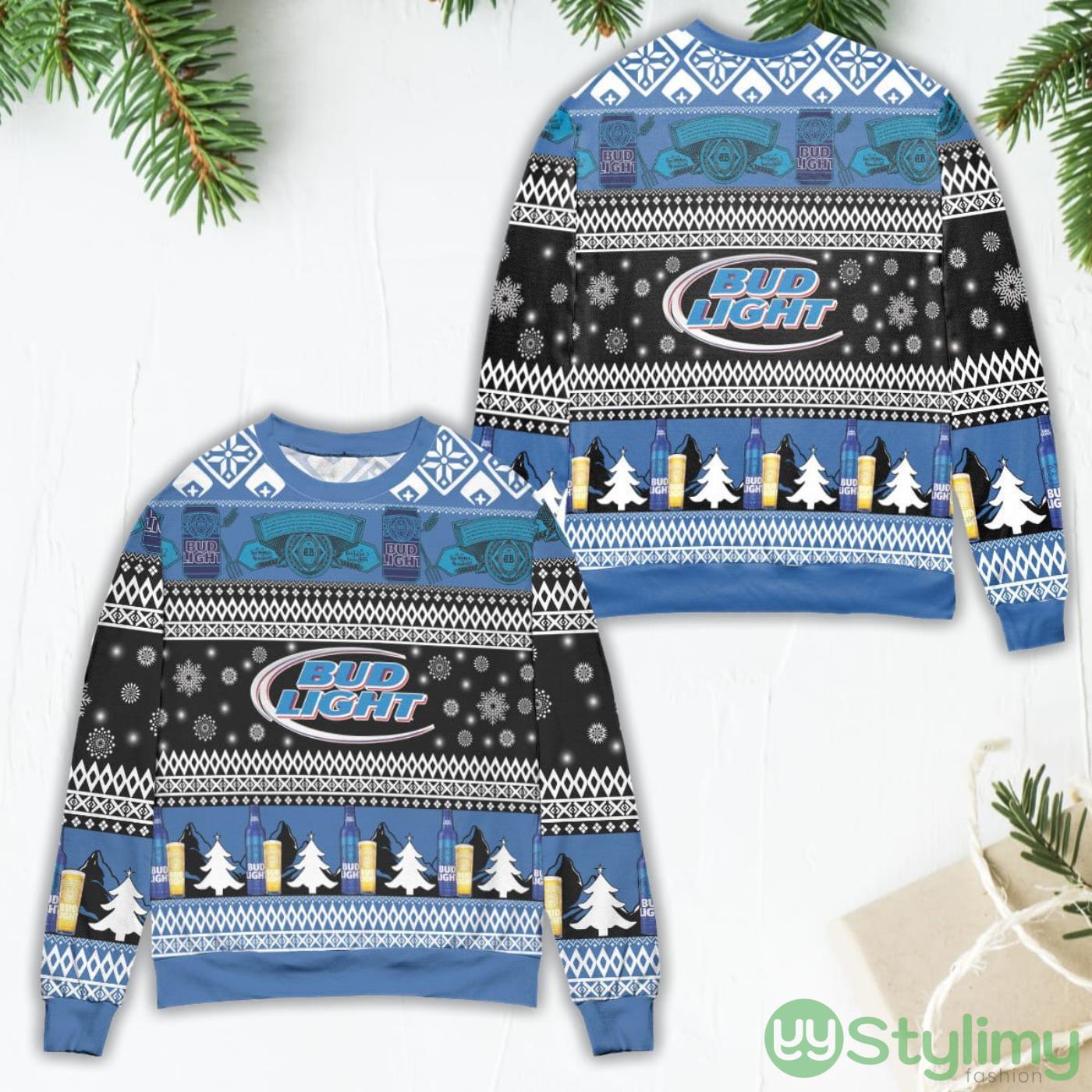 Bud Light Snowflakes Pattern Ugly Christmas Sweater 4 Bud Light Snowflakes Pattern Ugly Christmas Sweater Product Photo 1