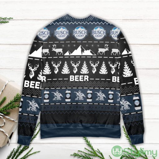 Busch Beer Reindeer Pattern Ugly Christmas Sweater Navy Product Photo 2