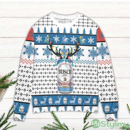 Busch Beer Reindeer Snowflake Pattern Ugly Christmas Sweater Product Photo 2