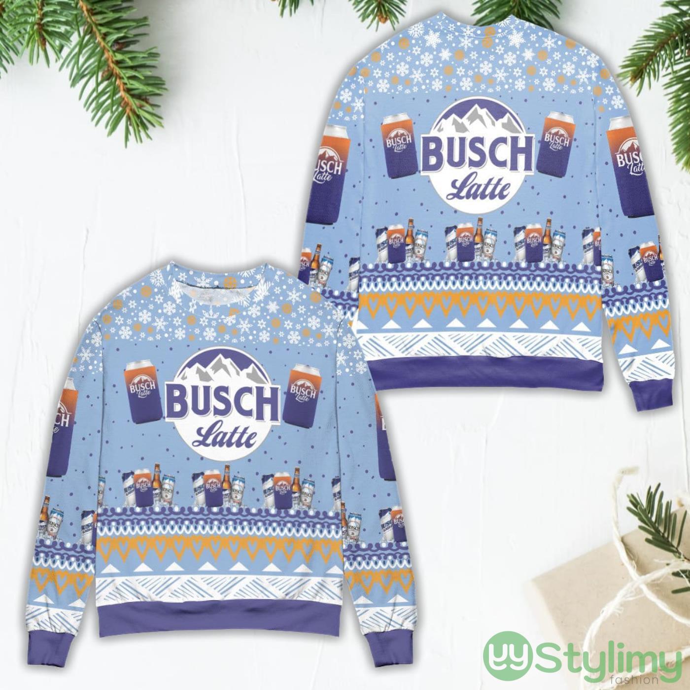 Busch Latte Logo Snowflake Pattern Ugly Christmas Sweater 5 Busch Latte Logo Snowflake Pattern Ugly Christmas Sweater Product Photo 1