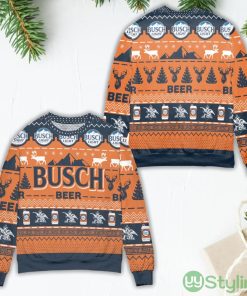 Busch Light Beer Reindeer Pattern Orange Ugly Christmas Sweater Product Photo 1