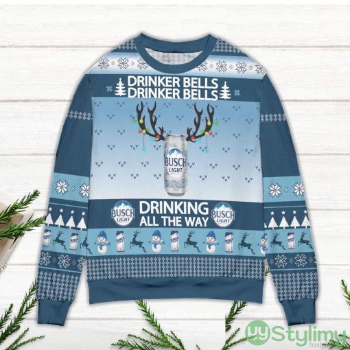 Busch Light Drinker Bells Drinking All The Way Ugly Christmas Sweater Product Photo 2