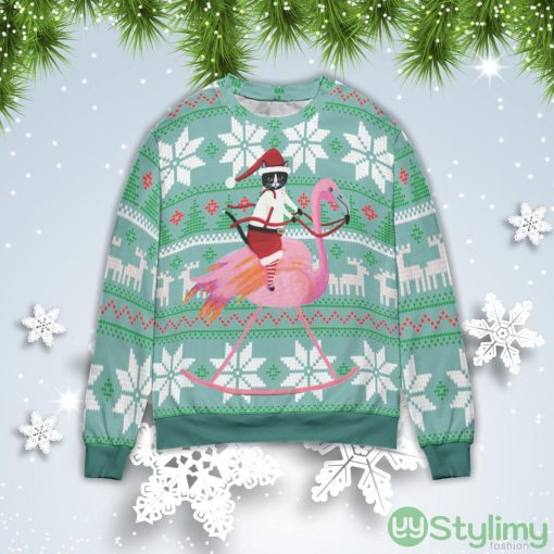 Cat And Flamingo Christmas Gift Ugly Christmas Sweater