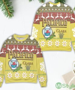 Cerveza Pacifico Clara Snowflake & Reindeer Pattern Ugly Christmas Sweater Product Photo 1