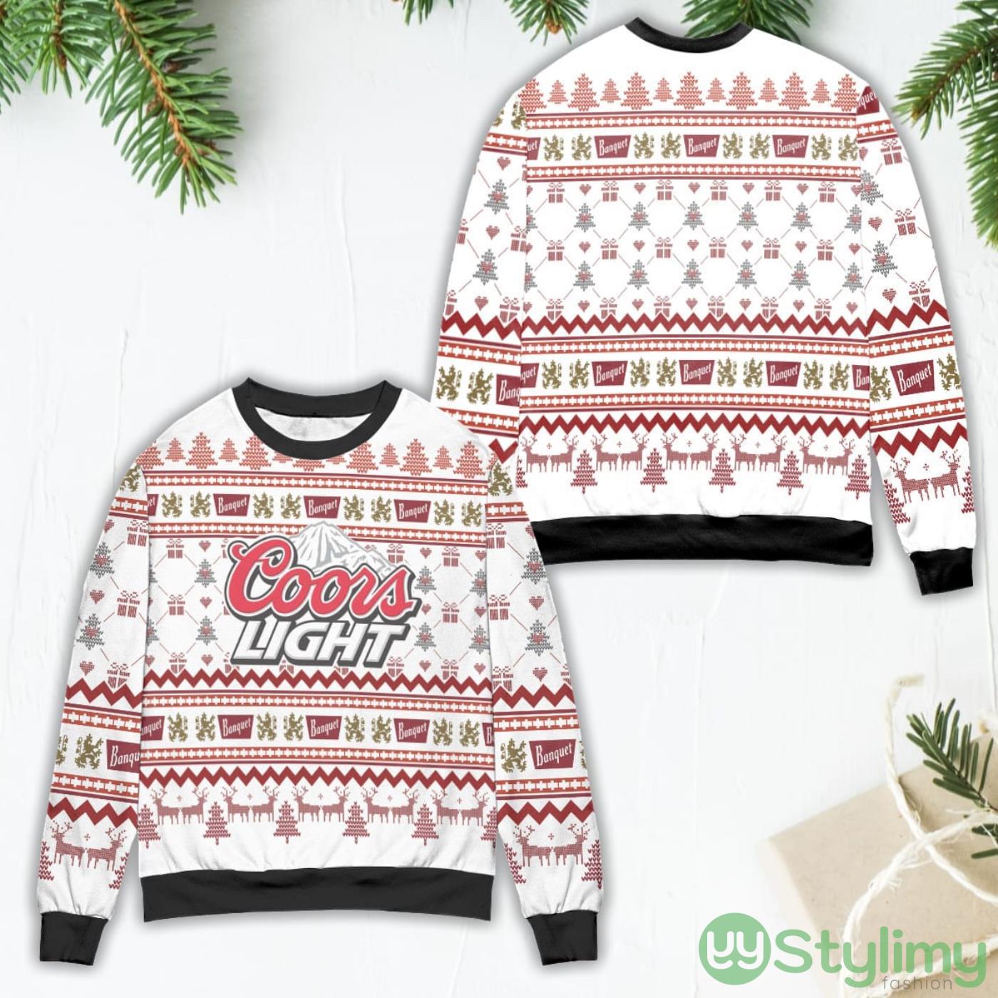 Coors Light Reindeer & Pine Tree Pattern Ugly Christmas Sweater 5 Coors Light Reindeer & Pine Tree Pattern Ugly Christmas Sweater Product Photo 1