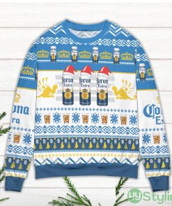 Corona Extra Beer Logo Christmas Pattern Blue Ugly Christmas Sweater Product Photo 2