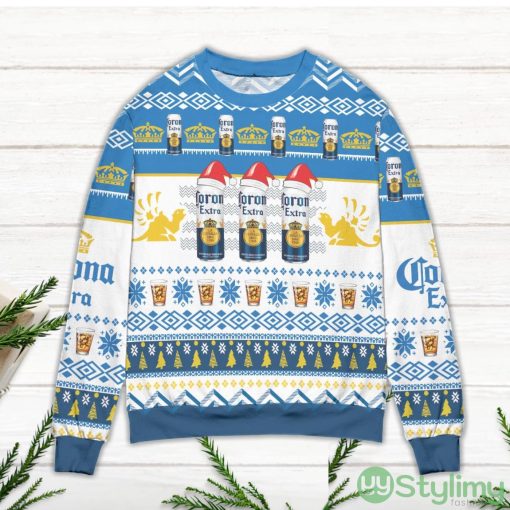 Corona Extra Beer Logo Christmas Pattern Blue Ugly Christmas Sweater