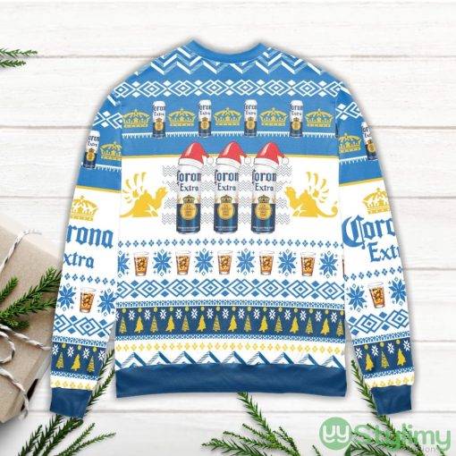 Corona Extra Beer Logo Christmas Pattern Blue Ugly Christmas Sweater