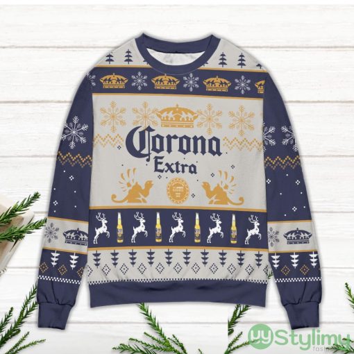 Corona Extra Snowflake & Reindeer Pattern Ugly Christmas Sweater Product Photo 2